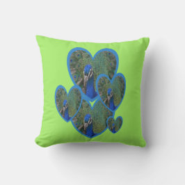 Peacock Hearts Pattern Throw Kissen