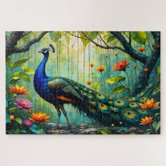Peacock in a Floral Jungle Puzzle