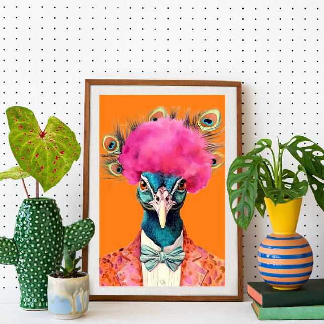 Peacock in Funky Anzugs Animal Fashion Art Poster (Von Creator hochgeladen)