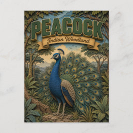 Peacock Indian Woodland POPCUT Postkarte