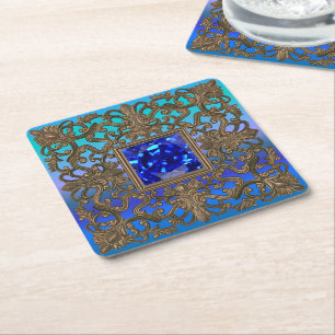Peacock Jewel Rechteckiger Pappuntersetzer