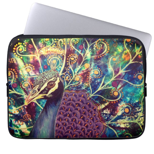 Peacock kaleidoscope farbenfroh boho künstlerisch laptopschutzhülle (Vorderseite)