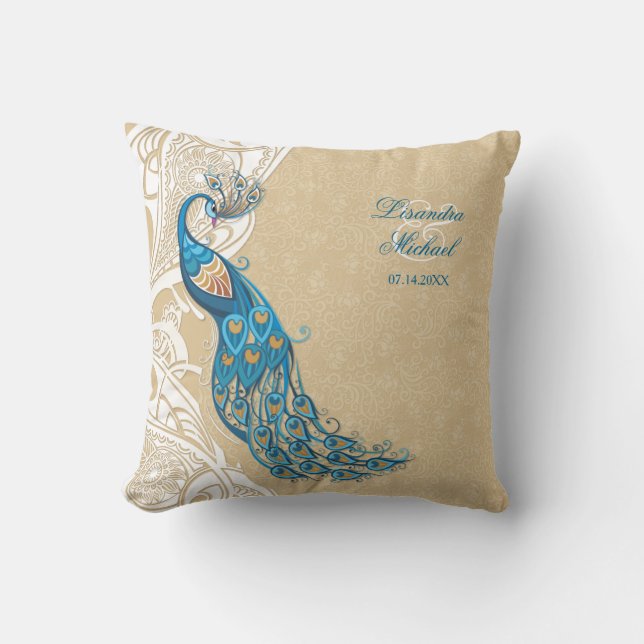 Peacock Lace Elegance 2 Wedding Keepake Pillow Kissen (Vorderseite)