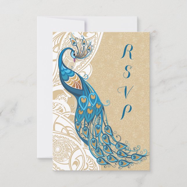 Peacock Lace Elegance 2 Wedding RSVP (Vorderseite)
