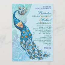 Peacock Lace Elegance Faire-part de mariage