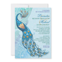 Peacock Lace Elegance Hochzeit Einladung