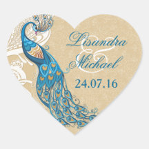 Peacock Lace Elegance Wedding Stickers