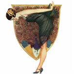 Peacock Lady Freistehende Fotoskulptur<br><div class="desc">Vintager Flapper der 20er Jahre mit Peacock</div>