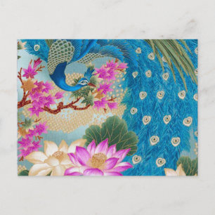 Peacock Lotus Postkarte