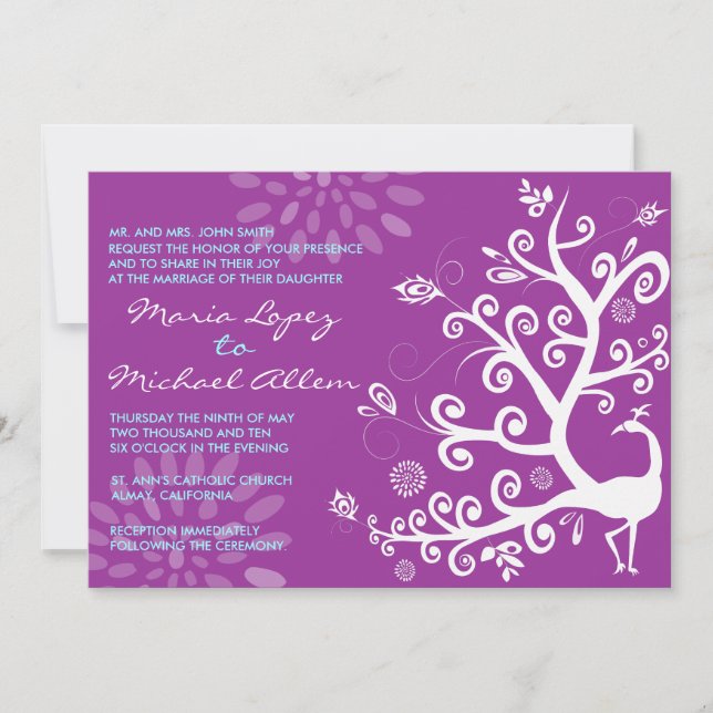 Peacock Love Bird Wedding Einladung Verlobung (Vorderseite)