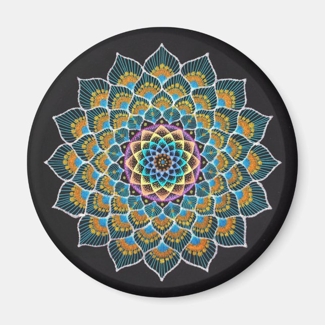 Peacock Mandala Magnet (Vorne)