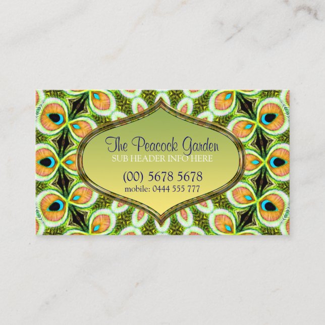 Peacock Mandala Pattern Business Card Visitenkarte (Vorderseite)