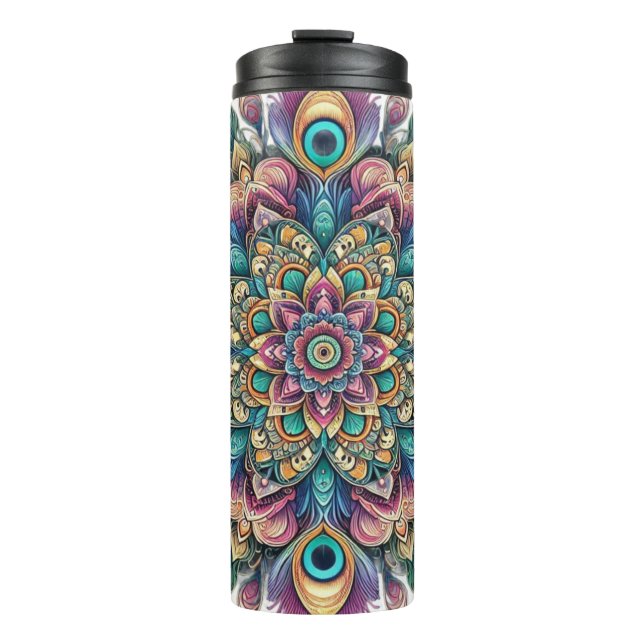 Peacock Mandala Thermal Tumbler Thermosbecher (Vorderseite)