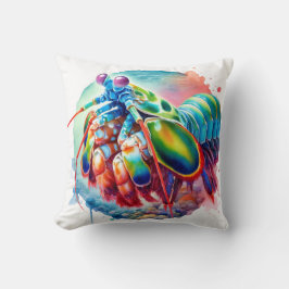 Peacock Mantis Shrimp REF253 - Watercolor Kissen