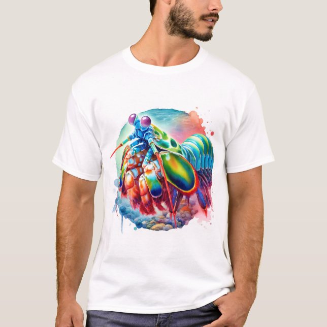 Peacock Mantis Shrimp REF253 - Watercolor T-Shirt (Vorderseite)