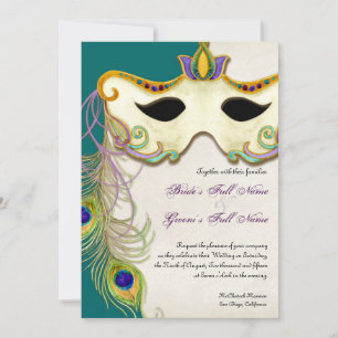 Peacock Masquerade Maskenball - Einladung zur Hoch