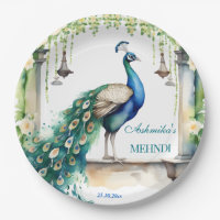 Peacock Mehndi jasmine indische Hochzeitsgeschirr