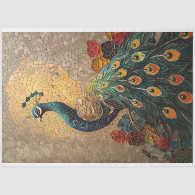 Peacock Mosaic Decoupage Seidenpapier (Vorderseite)