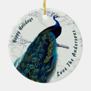 Peacock Noël PHOTO Ornement Famille Couple 2