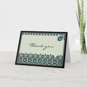Peacock Nouveau Dankeschön Karte (Schwarz)