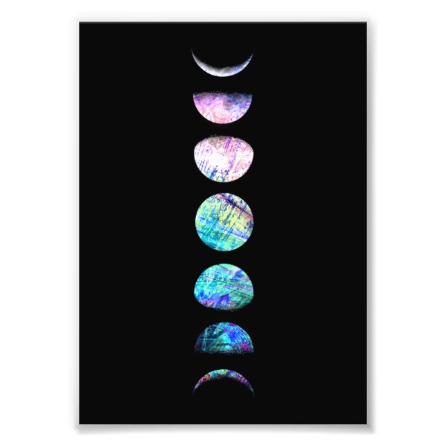 Peacock Opal Moon Phases Art Print Fotodruck (Vorne)