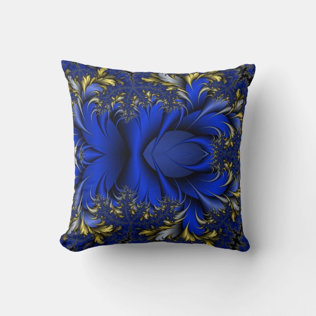Peacock Ore 7 - Royal Blues/Golds/Silver Kissen (Vorderseite)