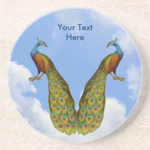 Peacock Pair Art Dessous de verre animal personnal