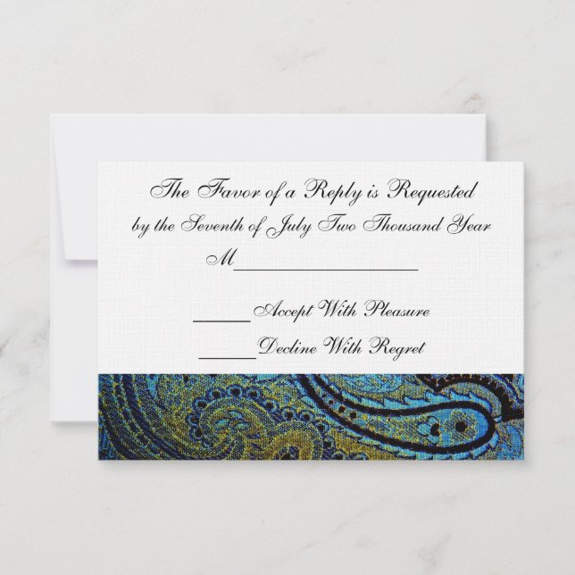 Peacock Paisley Indian Faire-part de mariage RSVP (Devant)