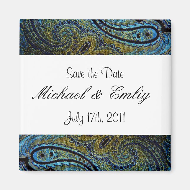 Peacock Paisley Indian Wedding Einladungen Magnet (Vorne)
