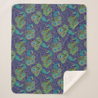 Peacock Paisley Pattern Blue Sherpadecke