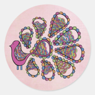 Peacock Party Pink DIY Cupcake Topper Label Runder Aufkleber