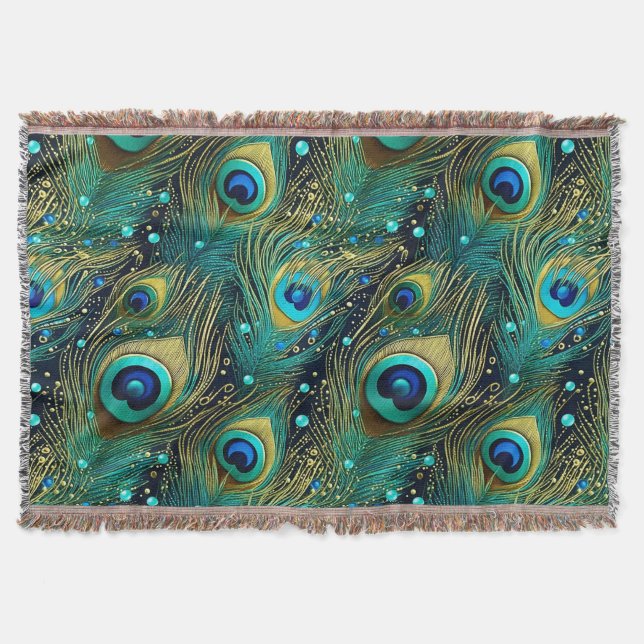 Peacock Passion Throw Kissen Decke (Vorderseite)