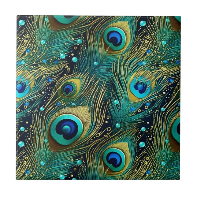 Peacock Passion Throw Kissen Fliese (Vorderseite)