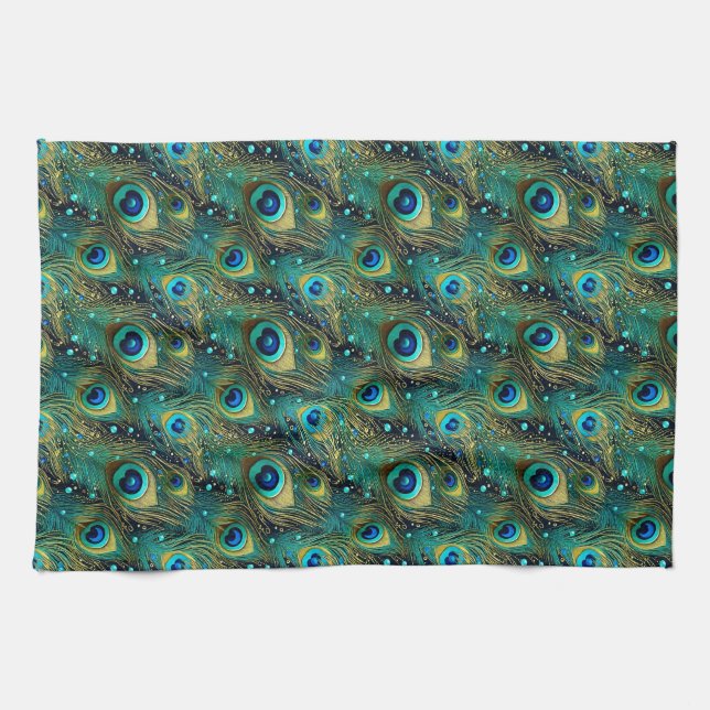 Peacock Passion Throw Kissen Geschirrtuch (Horizontal)