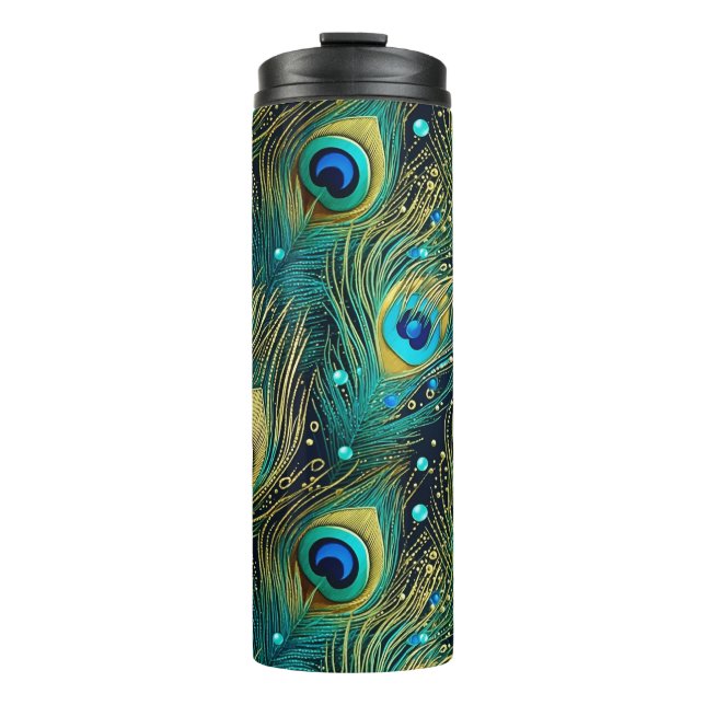 Peacock Passion Throw Kissen Thermosbecher (Vorderseite)