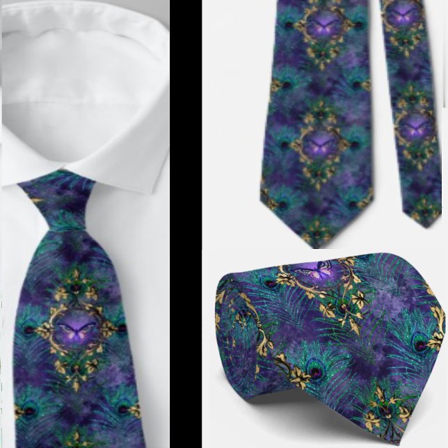 Peacock Peacock Butterflies Neck Tie Necktie Krawatte (Von Creator hochgeladen)