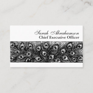 Peacock Peacocks Black and White Business Cards Visitenkarte