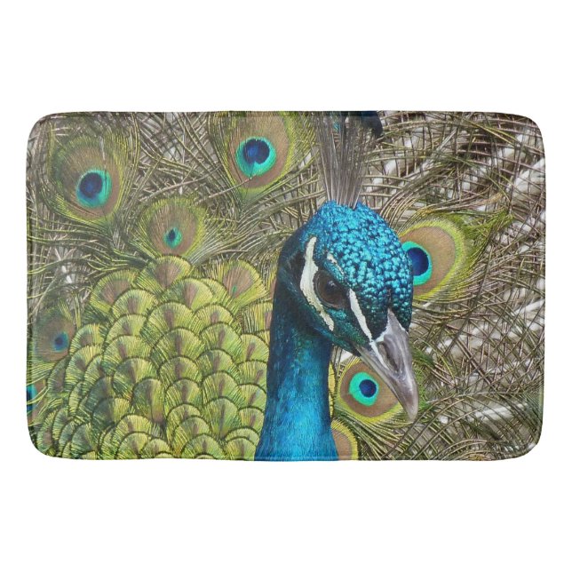 Peacock Peacocks Feathers bathmat Badematte (Vorderseite)