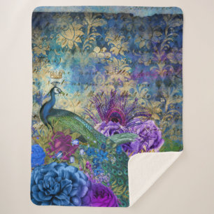 Peacock Peacocks Large Sherpa Blankon Sherpadecke
