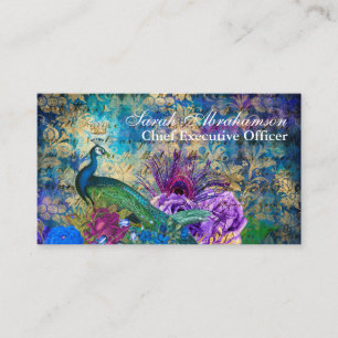 Peacock Peacocks Regal Beautiful Business Cards Visitenkarte