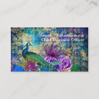 Peacock Peacocks Regal Beautiful Business Cards Visitenkarte