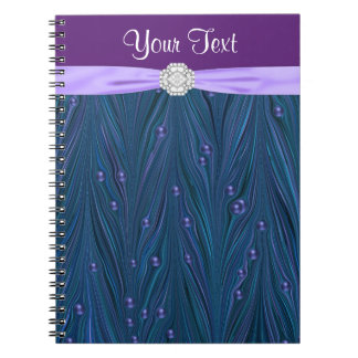 Peacock Pearls Lila Aquamarin Blue Spiral Notebook Notizblock