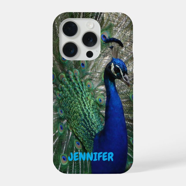 Peacock Personalized iPhone Cell Phone Cover 15 Pro Hülle (Rückseite)