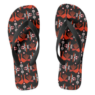 Peacock Pfau Bird Folk Flip Flops