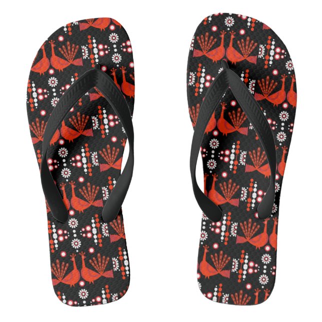 Peacock Pfau Bird Folk Flip Flops (Fußbett)