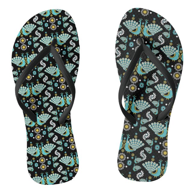 Peacock Pfau Bird Folk Flip Flops (Fußbett)