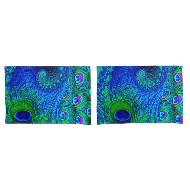 Peacock Pillow Hüllen Pair Kissenbezug (Vorderseite-Set)