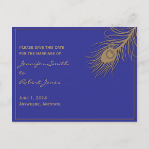 Peacock Plume Save the Date Postkarte