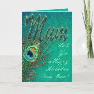 Peacock plumes grungy art cartes d'anniversaire de