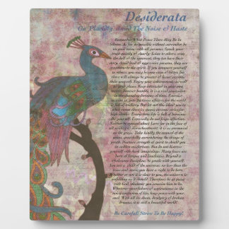 Peacock Pointing to the Desiderata Poem Fotoplatte